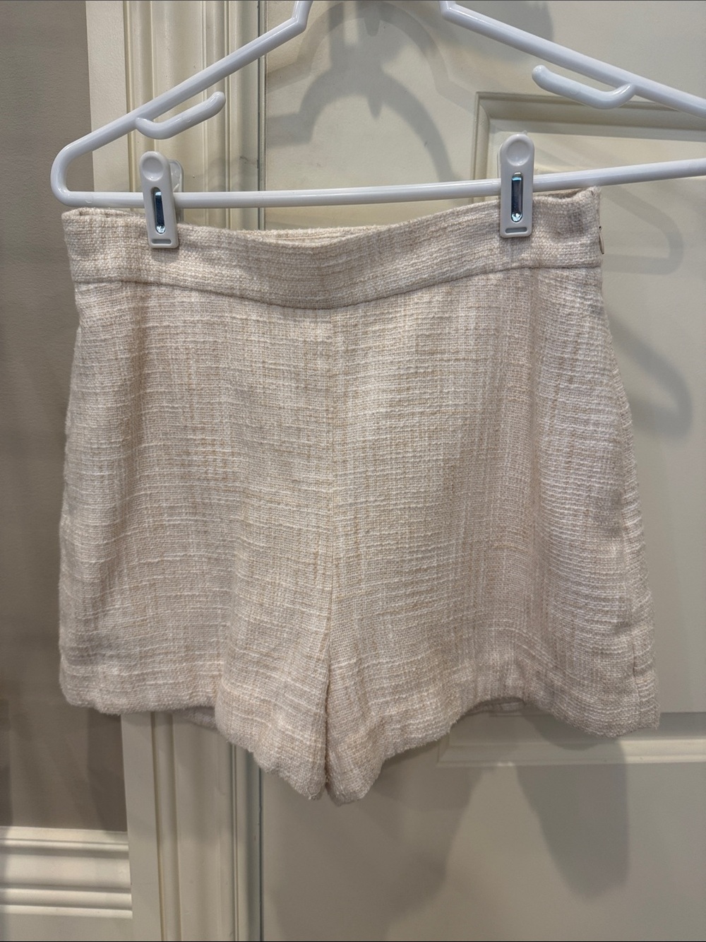 Abercrombie & Fitch Cream Textured High-Waist Shorts